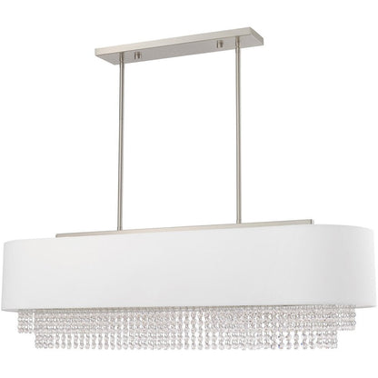 Nickel Five Light Metal Dimmable Chandelier With Shades HomeRoots