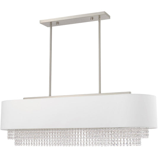 Nickel Five Light Metal Dimmable Chandelier With Shades HomeRoots
