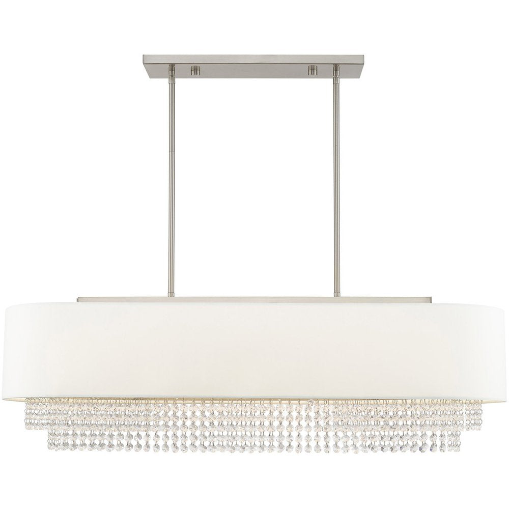 Nickel Five Light Metal Dimmable Chandelier With Shades HomeRoots