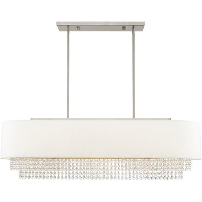 Nickel Five Light Metal Dimmable Chandelier With Shades HomeRoots