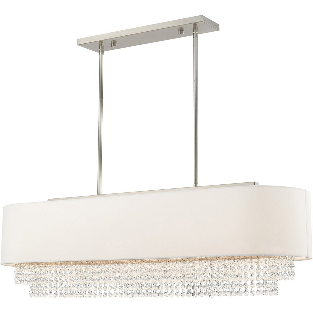 Nickel Five Light Metal Dimmable Chandelier With Shades HomeRoots