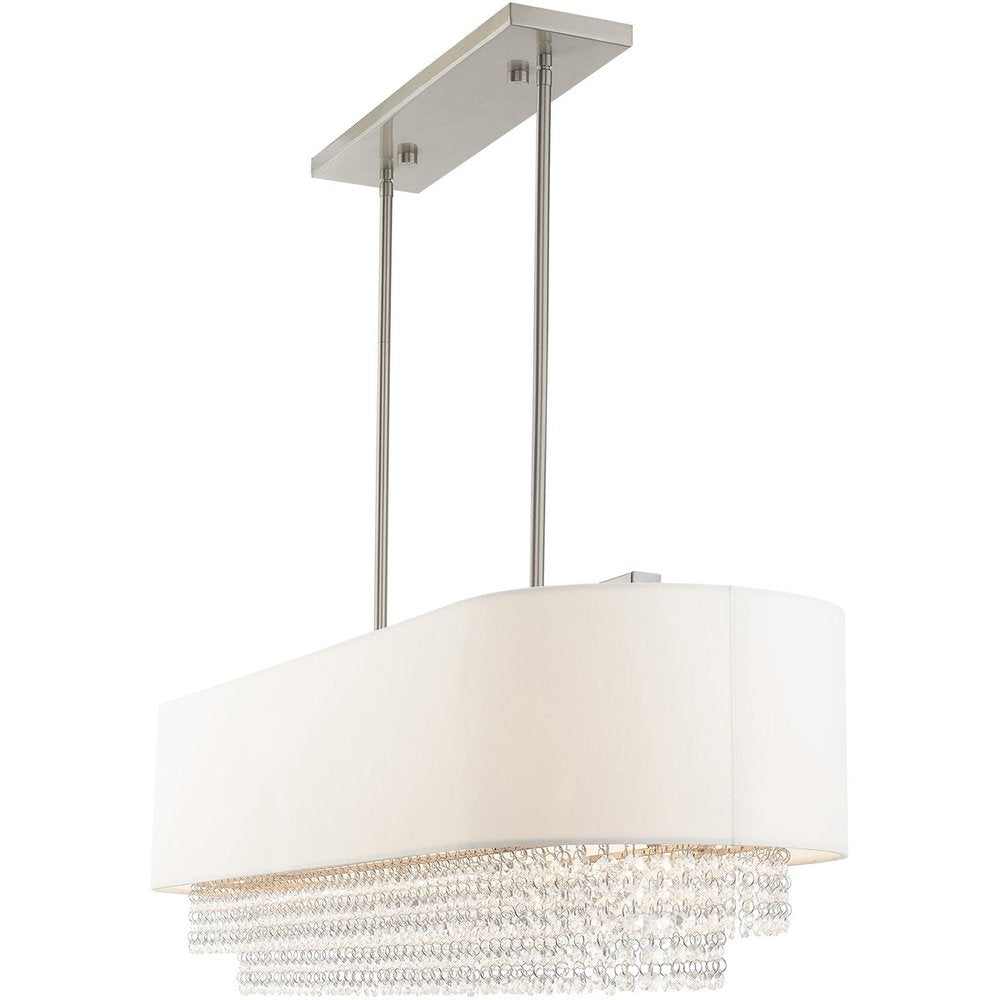 Nickel Five Light Metal Dimmable Chandelier With Shades HomeRoots