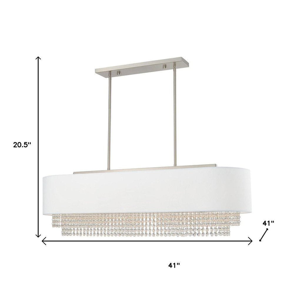 Nickel Five Light Metal Dimmable Chandelier With Shades HomeRoots