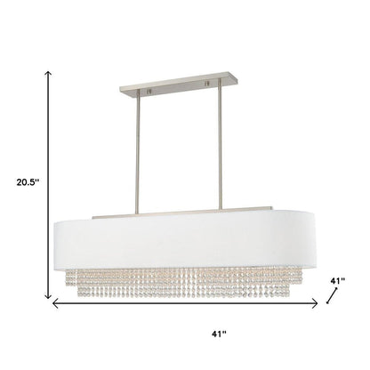 Nickel Five Light Metal Dimmable Chandelier With Shades HomeRoots