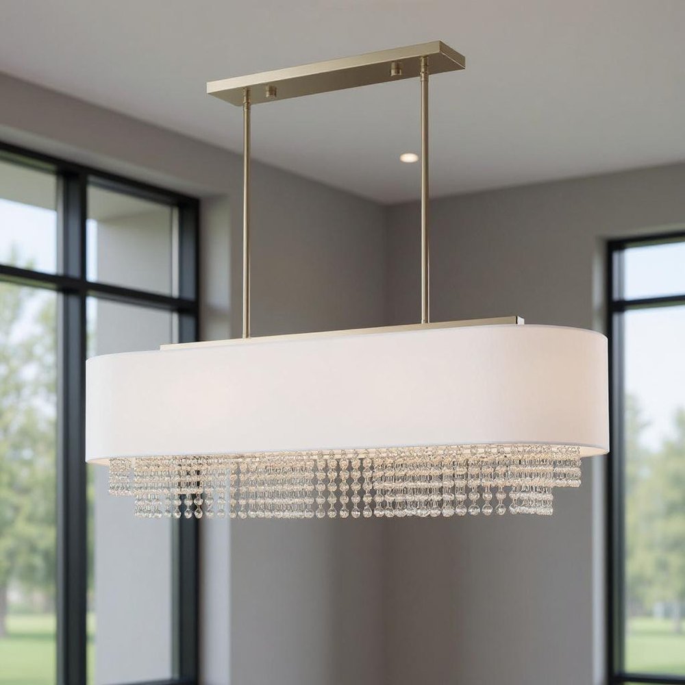 Nickel Five Light Metal Dimmable Chandelier With Shades HomeRoots