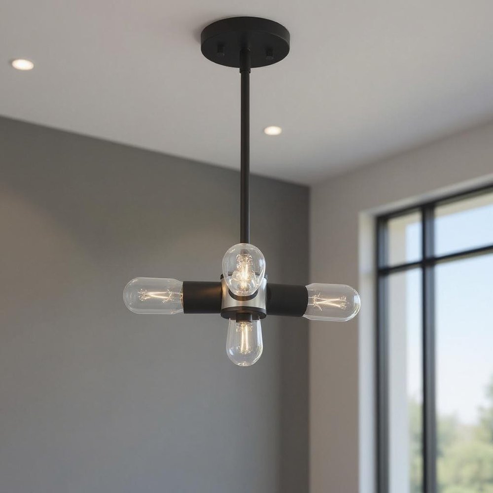 Black Three Light Metal Dimmable Chandelier With Shades HomeRoots