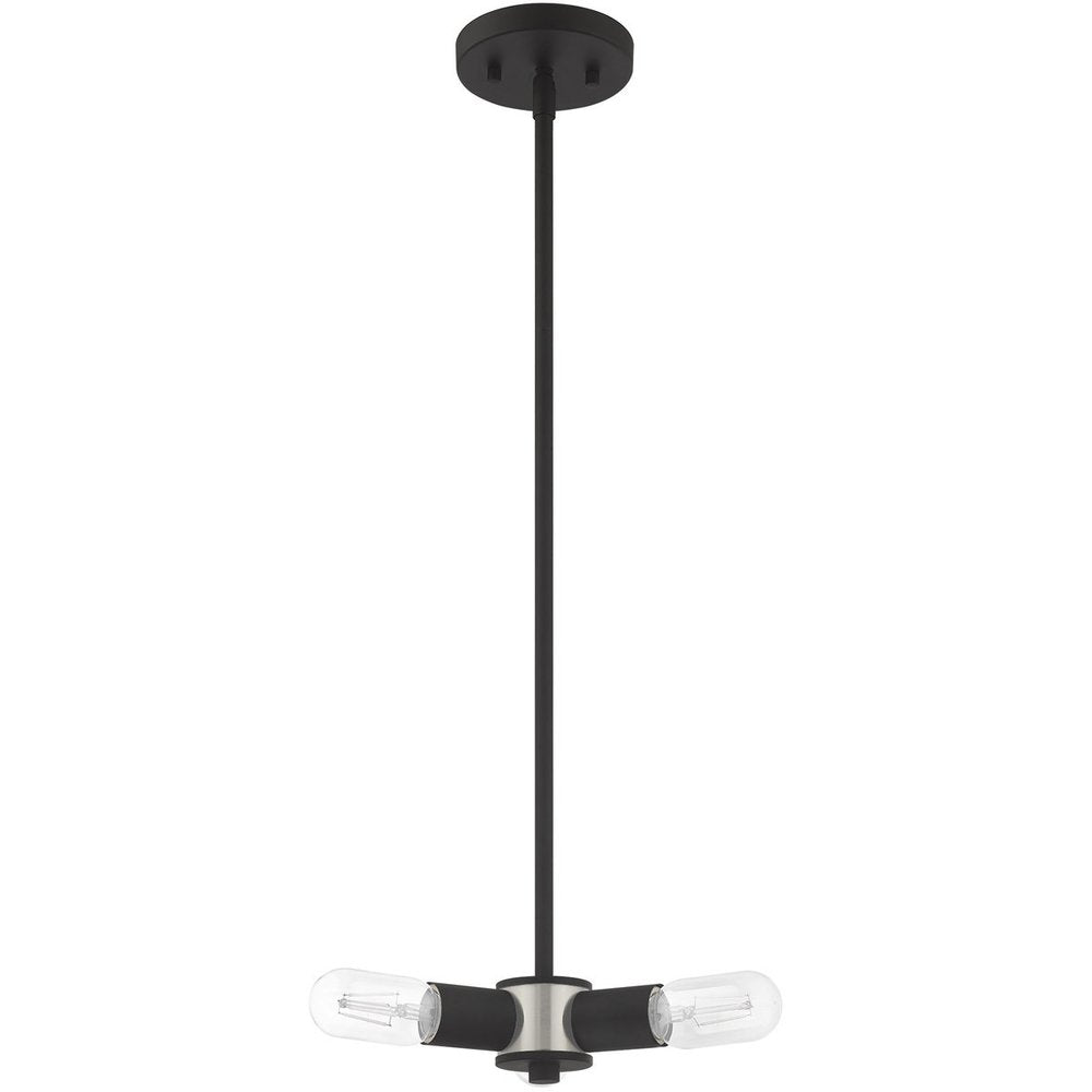 Black Three Light Metal Dimmable Chandelier With Shades HomeRoots