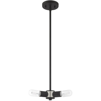 Black Three Light Metal Dimmable Chandelier With Shades HomeRoots