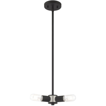 Black Three Light Metal Dimmable Chandelier With Shades HomeRoots