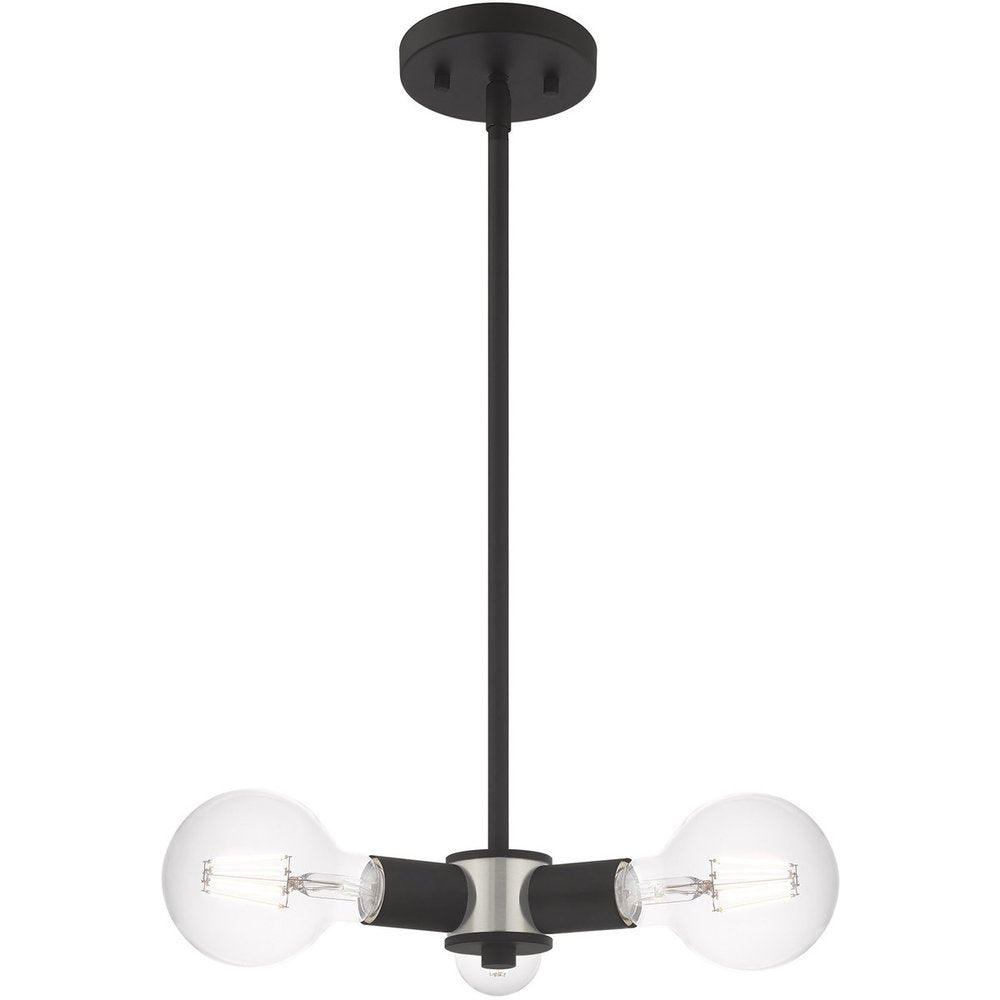 Black Three Light Metal Dimmable Chandelier With Shades HomeRoots