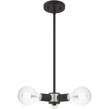 Black Three Light Metal Dimmable Chandelier With Shades HomeRoots