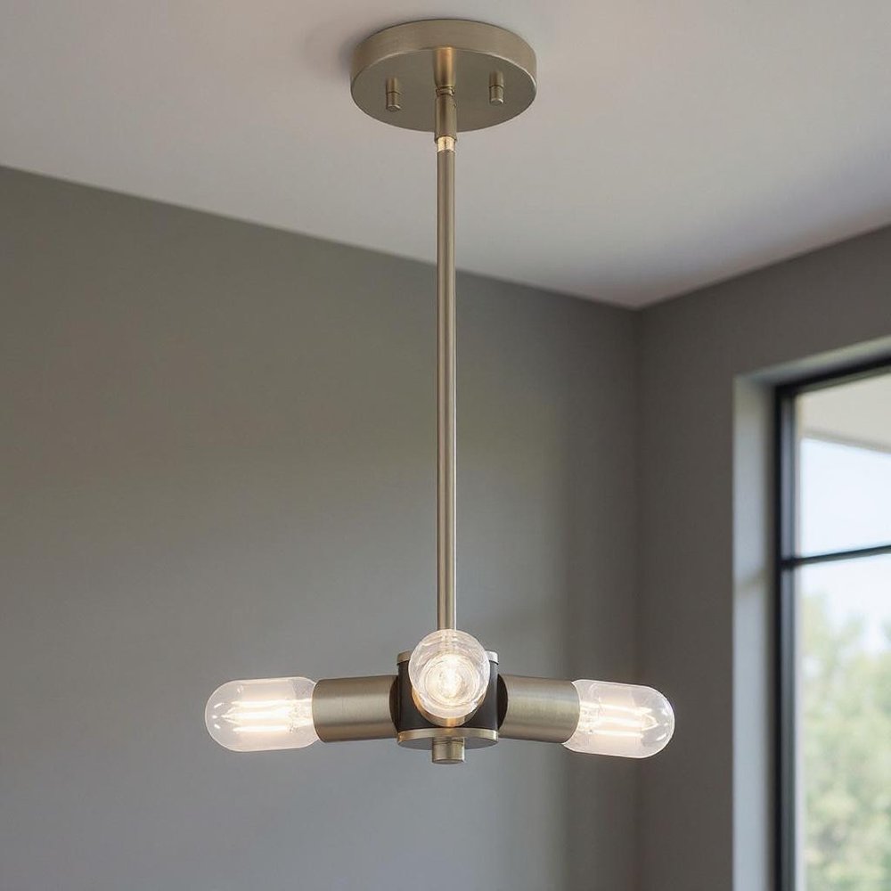 Nickel Three Light Metal Dimmable Chandelier With Shades HomeRoots