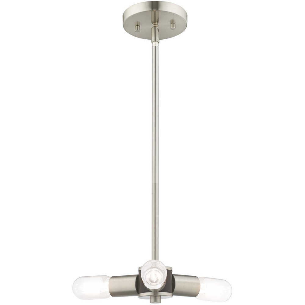 Nickel Three Light Metal Dimmable Chandelier With Shades HomeRoots