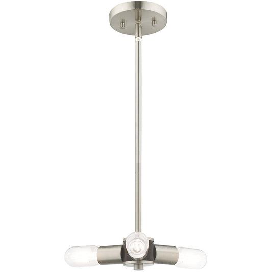 Nickel Three Light Metal Dimmable Chandelier With Shades HomeRoots
