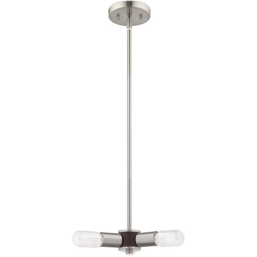 Nickel Three Light Metal Dimmable Chandelier With Shades HomeRoots