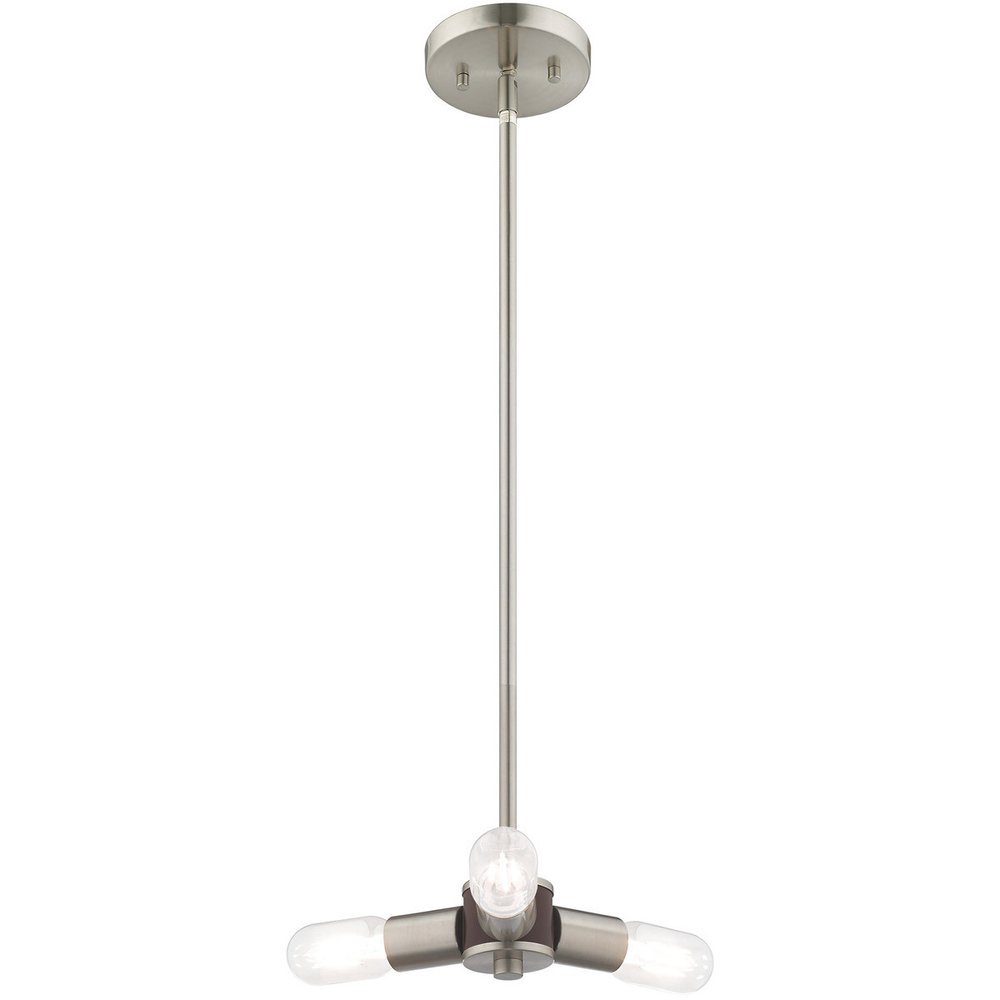 Nickel Three Light Metal Dimmable Chandelier With Shades HomeRoots