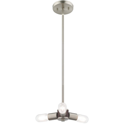 Nickel Three Light Metal Dimmable Chandelier With Shades HomeRoots