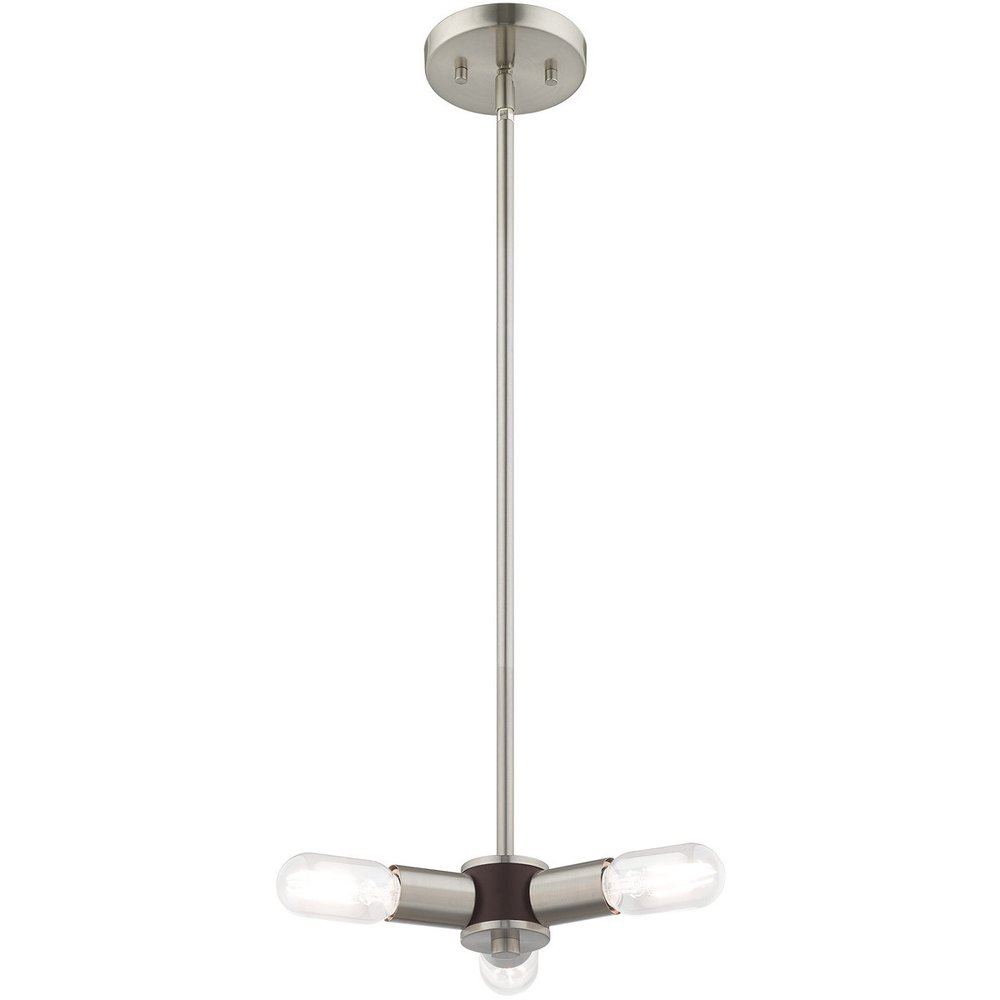 Nickel Three Light Metal Dimmable Chandelier With Shades HomeRoots