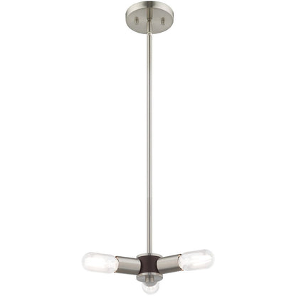 Nickel Three Light Metal Dimmable Chandelier With Shades HomeRoots