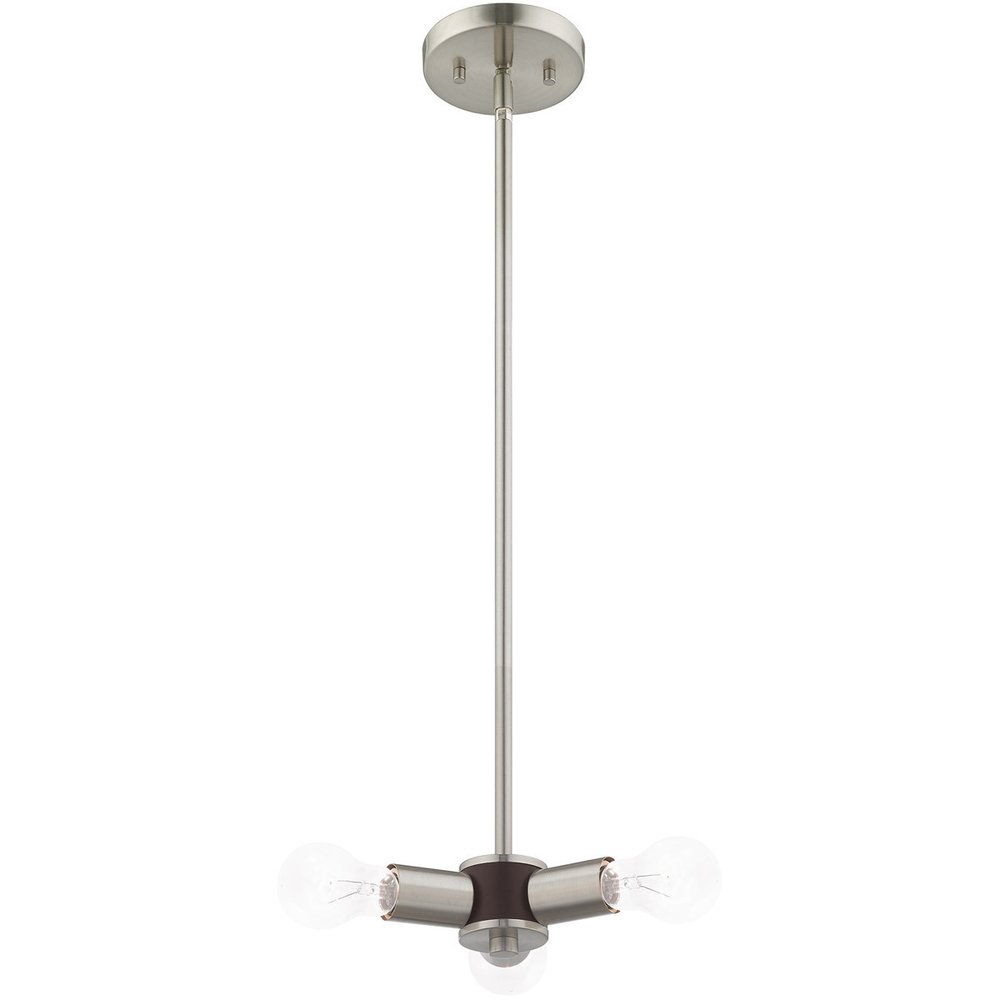 Nickel Three Light Metal Dimmable Chandelier With Shades HomeRoots