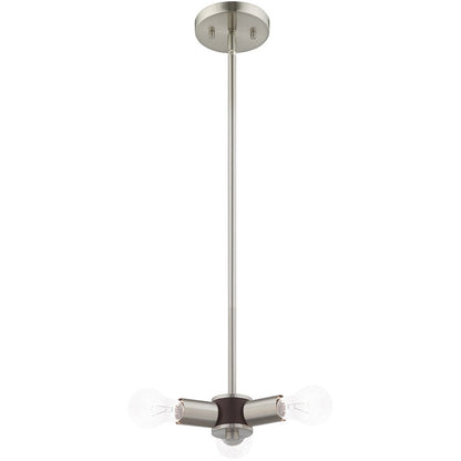 Nickel Three Light Metal Dimmable Chandelier With Shades HomeRoots