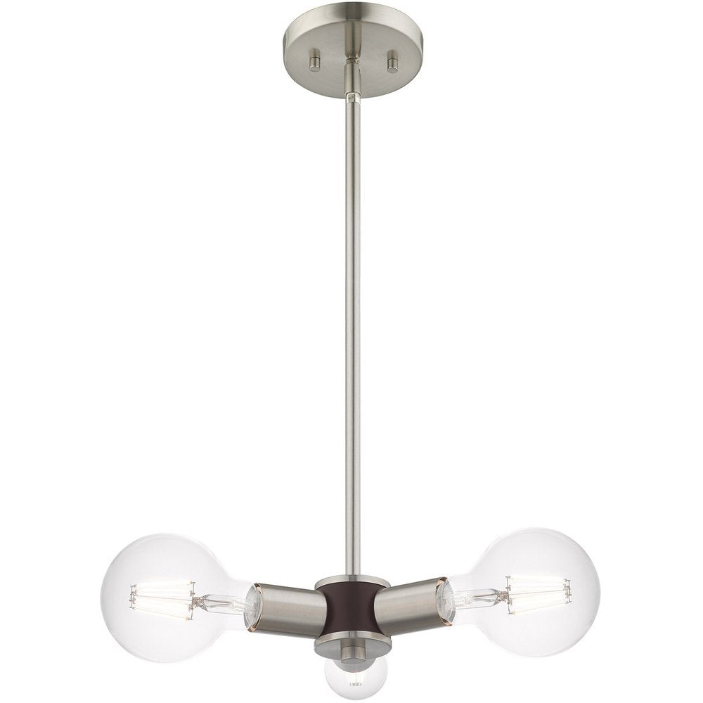 Nickel Three Light Metal Dimmable Chandelier With Shades HomeRoots