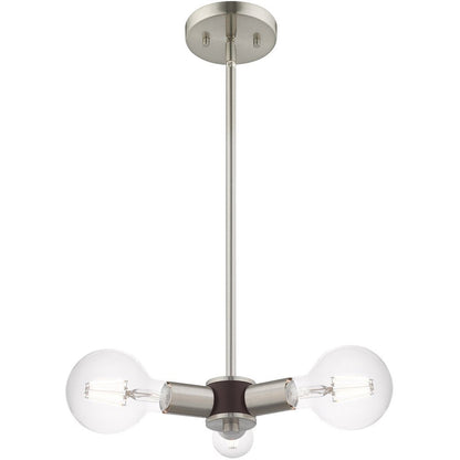 Nickel Three Light Metal Dimmable Chandelier With Shades HomeRoots