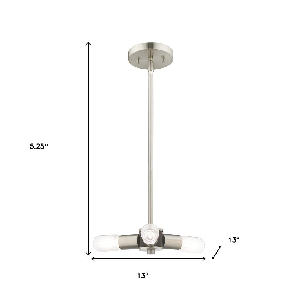 Nickel Three Light Metal Dimmable Chandelier With Shades HomeRoots