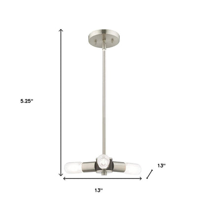 Nickel Three Light Metal Dimmable Chandelier With Shades HomeRoots