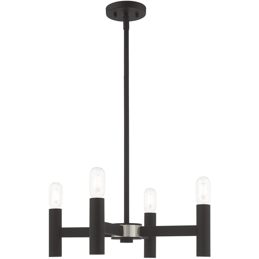 Black Four Light Metal Dimmable Chandelier With Shades HomeRoots