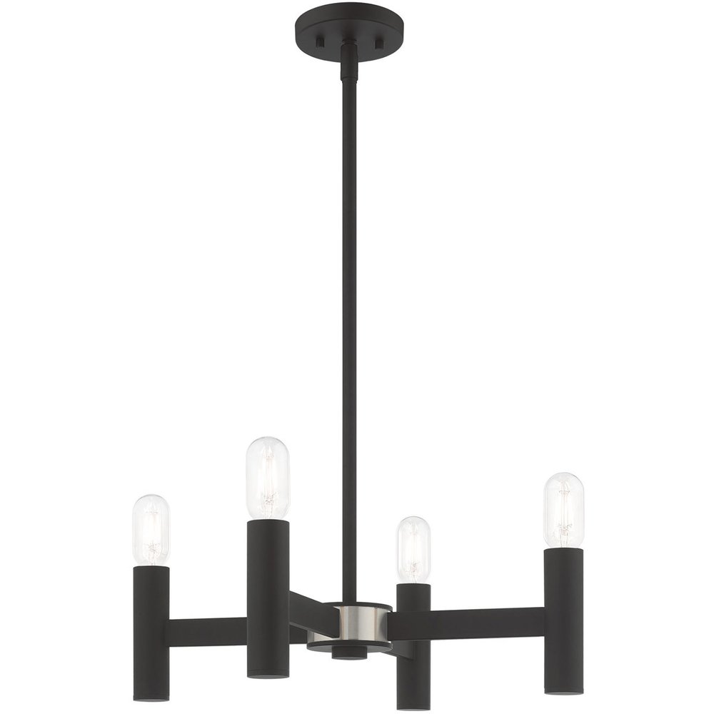 Black Four Light Metal Dimmable Chandelier With Shades HomeRoots