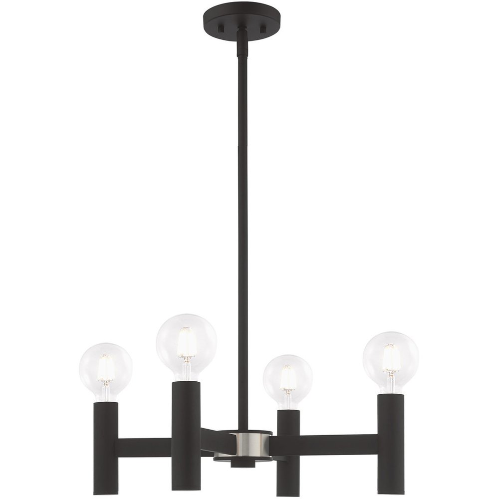 Black Four Light Metal Dimmable Chandelier With Shades HomeRoots
