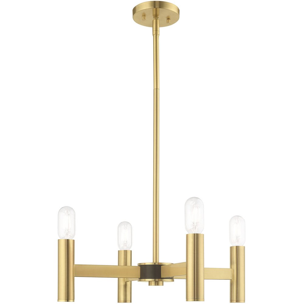 Brass Four Light Metal Dimmable Chandelier With Shades HomeRoots