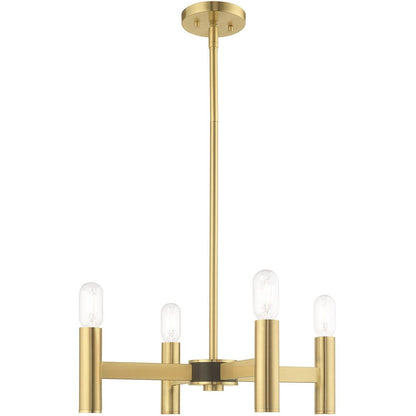 Brass Four Light Metal Dimmable Chandelier With Shades HomeRoots