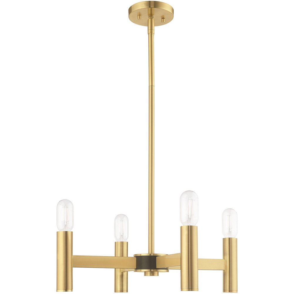 Brass Four Light Metal Dimmable Chandelier With Shades HomeRoots
