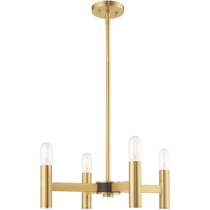 Brass Four Light Metal Dimmable Chandelier With Shades HomeRoots