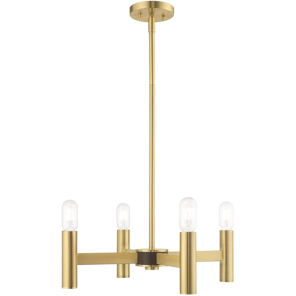 Brass Four Light Metal Dimmable Chandelier With Shades HomeRoots