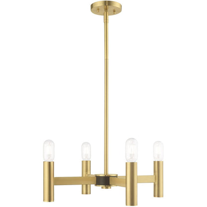 Brass Four Light Metal Dimmable Chandelier With Shades HomeRoots