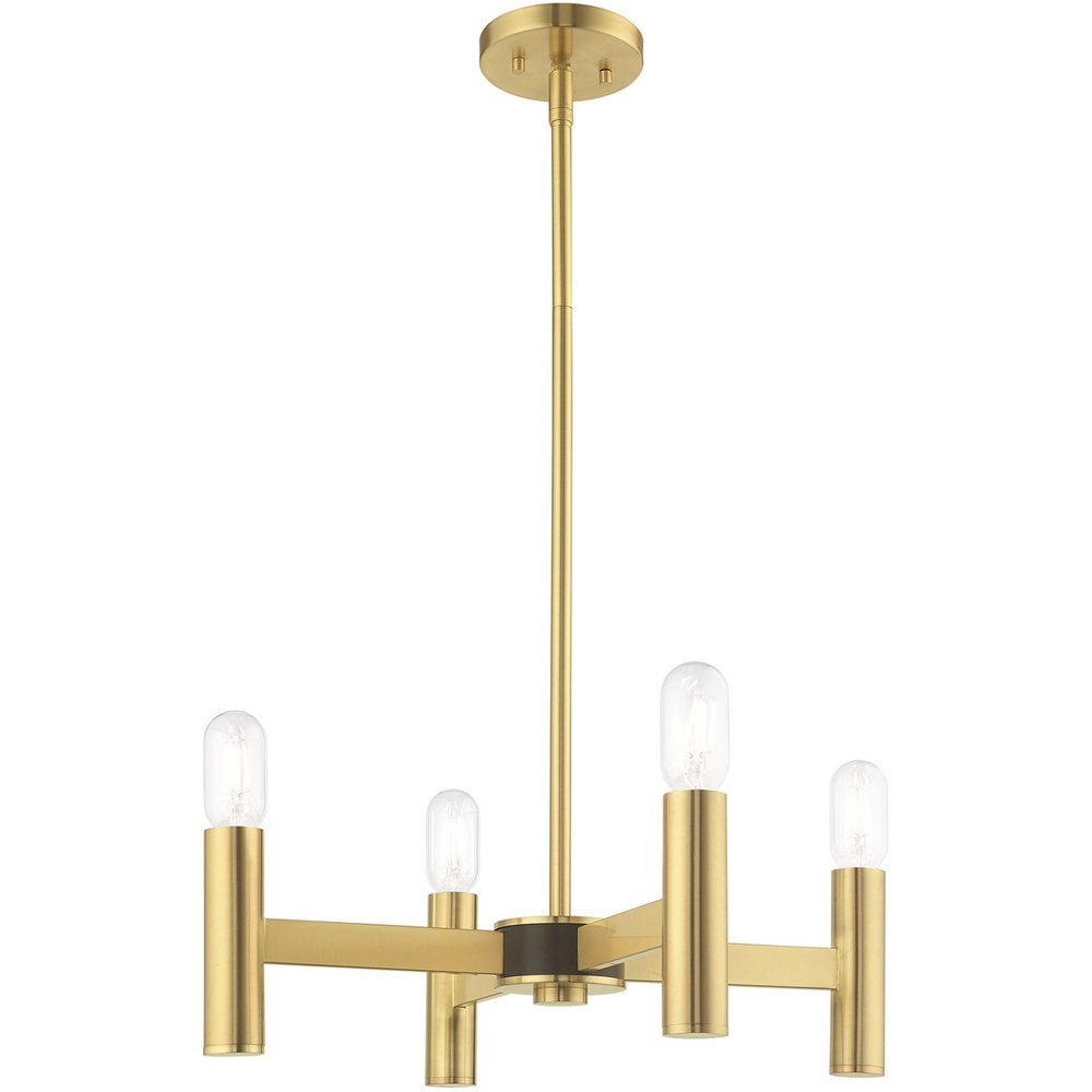 Brass Four Light Metal Dimmable Chandelier With Shades HomeRoots