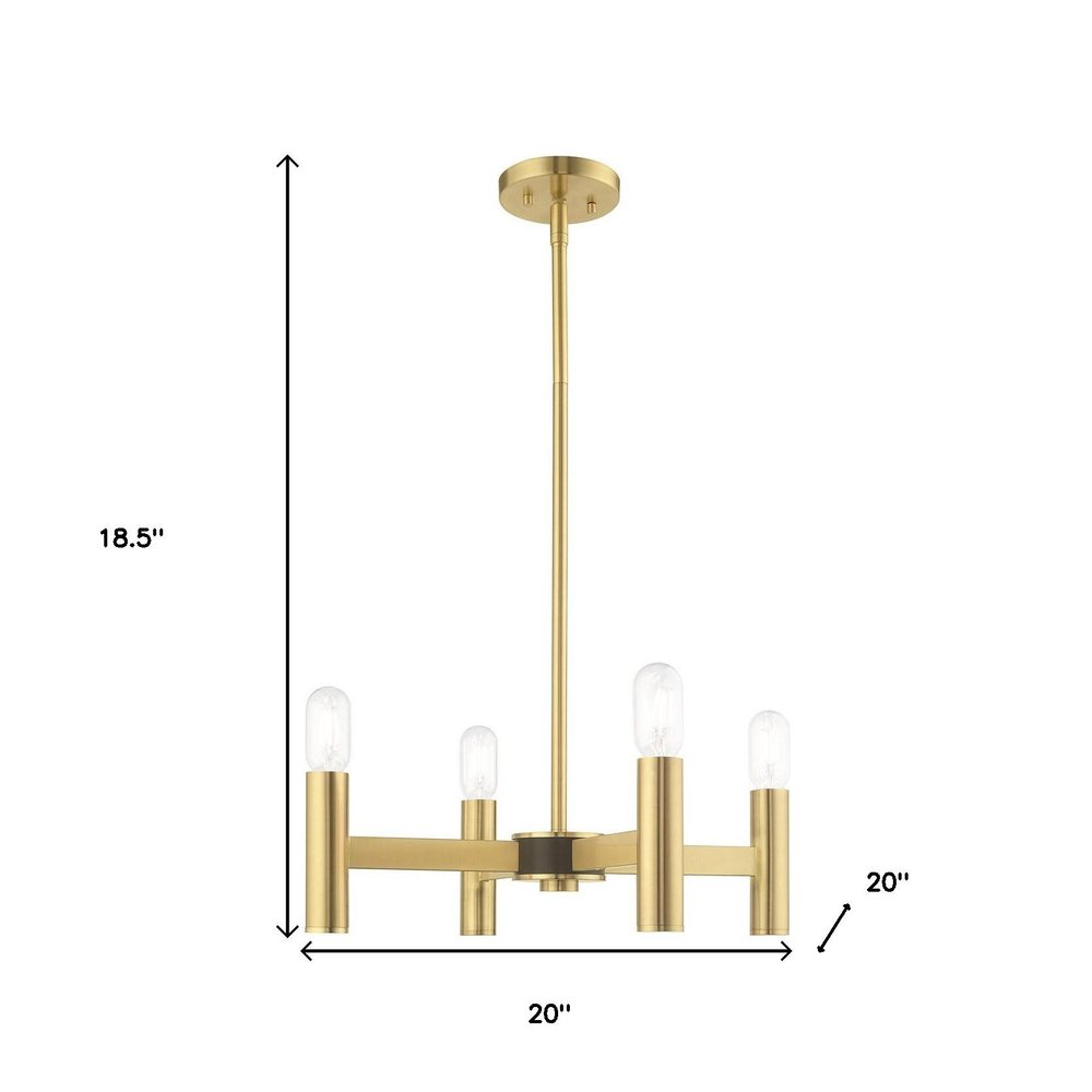 Brass Four Light Metal Dimmable Chandelier With Shades HomeRoots