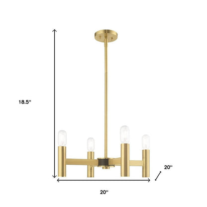 Brass Four Light Metal Dimmable Chandelier With Shades HomeRoots