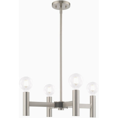 Nickel Four Light Metal Dimmable Chandelier With Shades HomeRoots