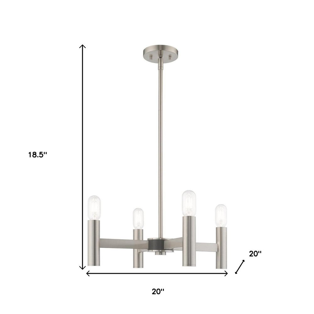 Nickel Four Light Metal Dimmable Chandelier With Shades HomeRoots