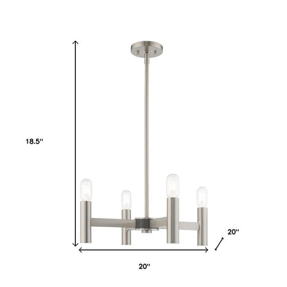 Nickel Four Light Metal Dimmable Chandelier With Shades HomeRoots