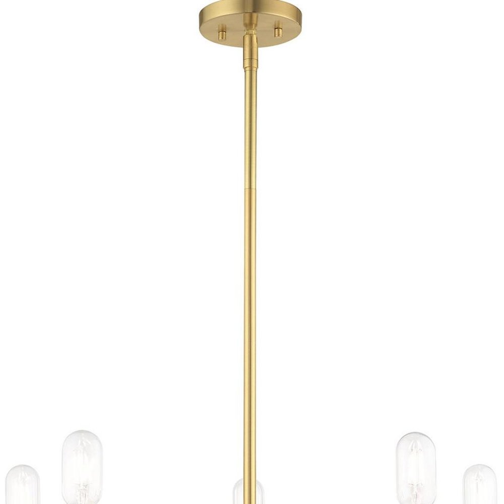 Brass Five Light Metal Dimmable Chandelier With Shades HomeRoots