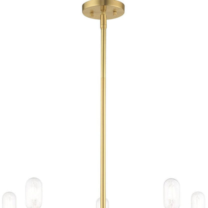 Brass Five Light Metal Dimmable Chandelier With Shades HomeRoots