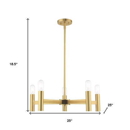 Brass Five Light Metal Dimmable Chandelier With Shades HomeRoots