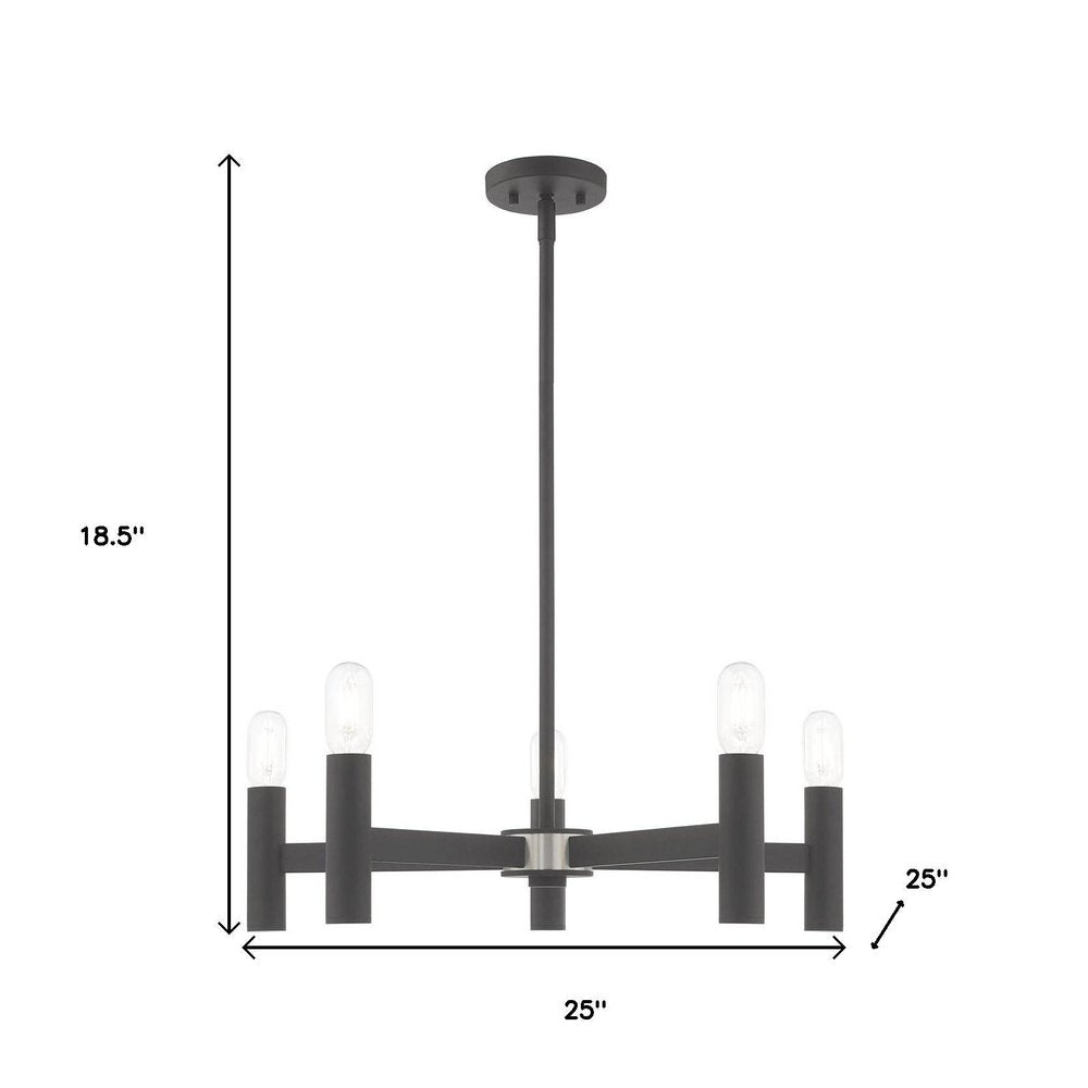 Gray Five Light Metal Dimmable Chandelier With Shades HomeRoots
