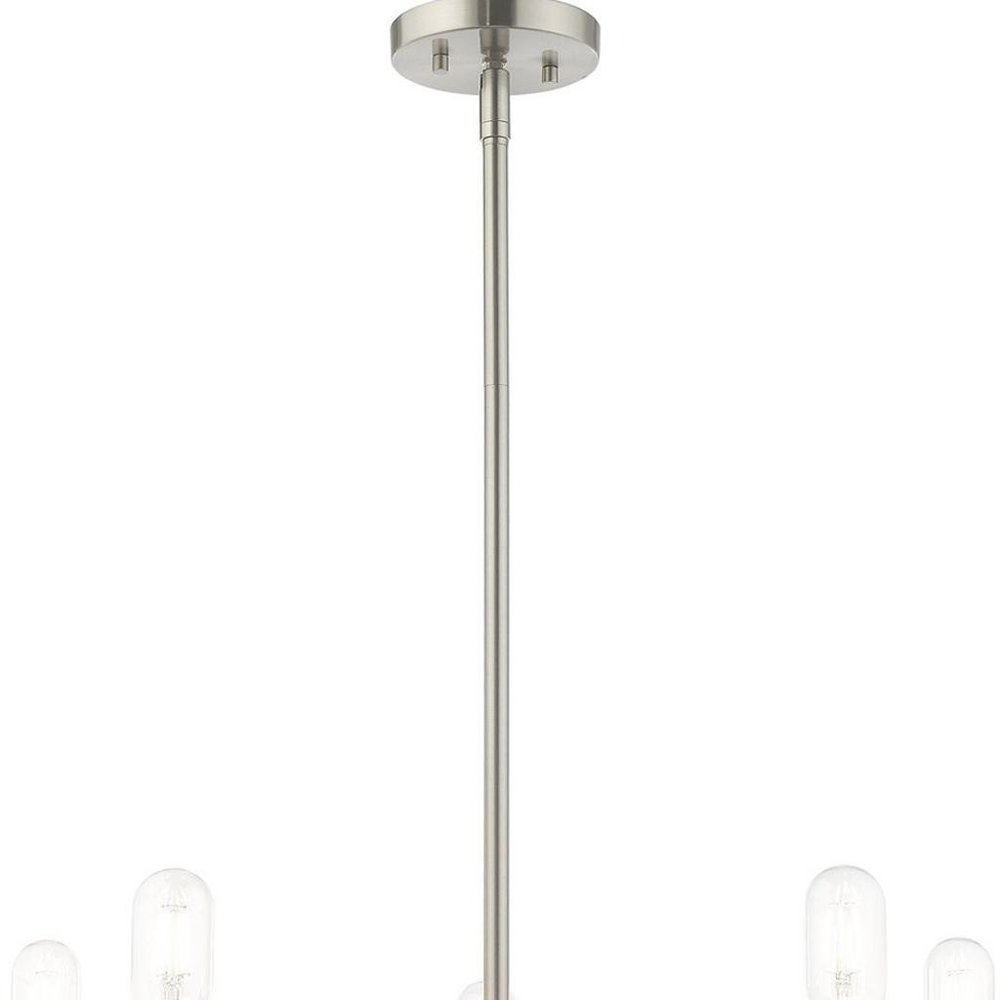 Nickel Five Light Metal Dimmable Chandelier With Shades HomeRoots