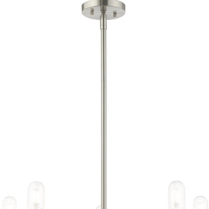 Nickel Five Light Metal Dimmable Chandelier With Shades HomeRoots